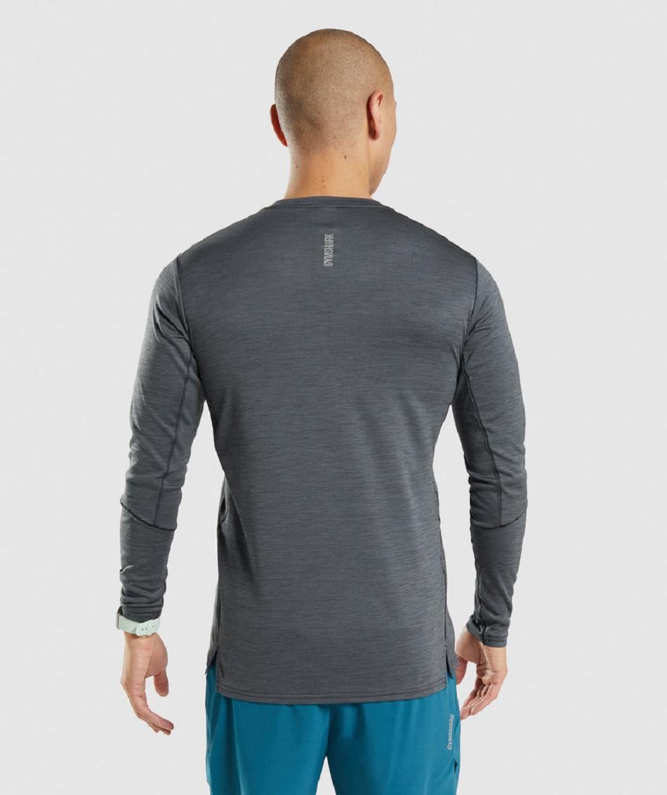 Gymshark Speed Muške Dugi Rukav Crne Sive | HR 2602JPQ